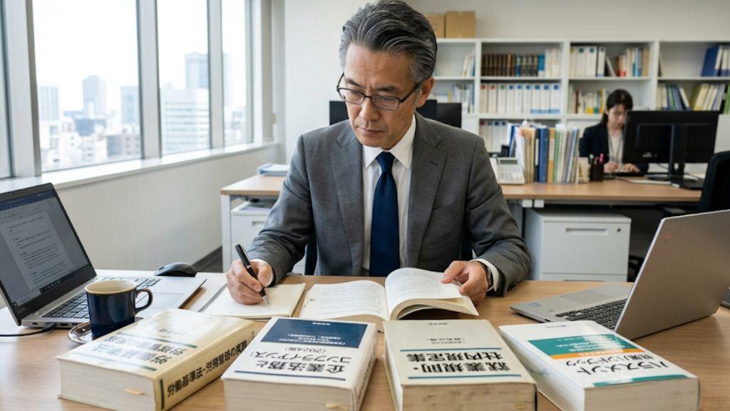 4つのマニュアルを見比べる人事労務担当者.jpg