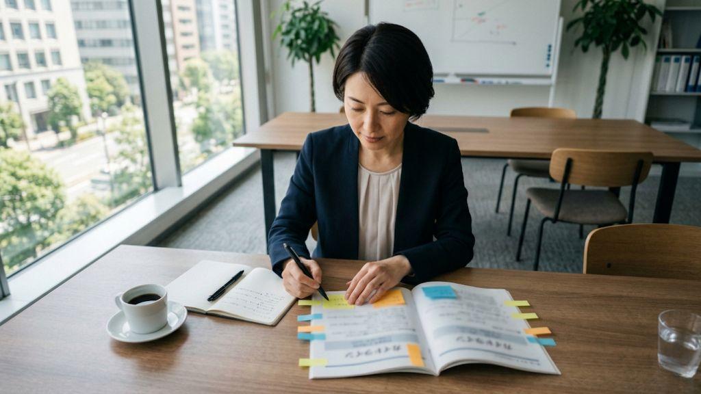 人的資本可視化指針が例示する健康・安全の開示事項を確認する担当者.jpg