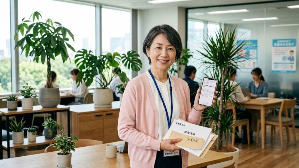 高ストレス者の面接指導の勧奨文を持つ女性保健師.jpg