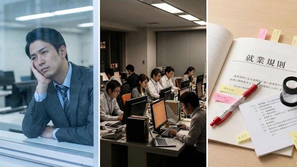 精神疾患で調子を崩す社員、長時間労働の職場、就業規則の冊子.jpg