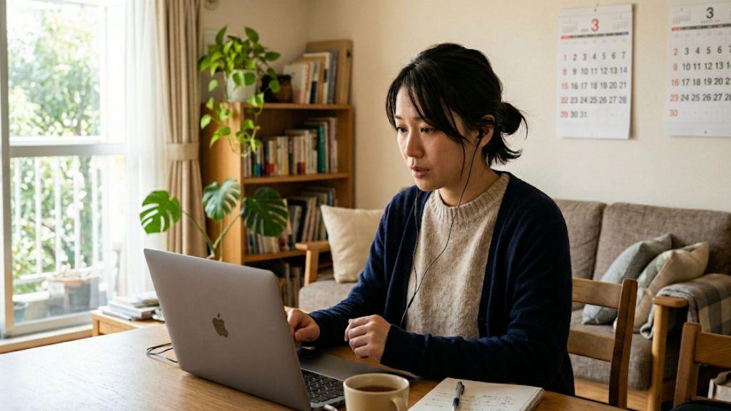 リモート環境下で産業医面談を受ける女性従業員.jpg