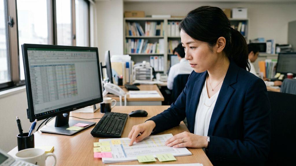健康経営優良法人の申請不備がないかチェックする人事労務担当者.jpg